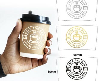 1000 x Etiquetas cónicas con logotipo transparente personalizado para tazas de café, té, desechables, pegatinas curvas para llevar