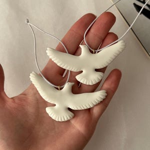 Polymer Clay Dove Car Charm: Handmade Peace Talisman