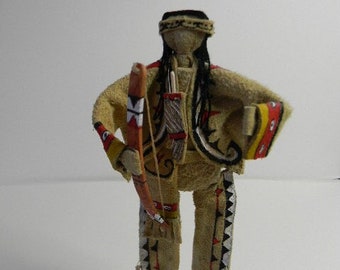 Mi'Kmaq male hunter with bow, pre-contact, painted leather regalia, (2)