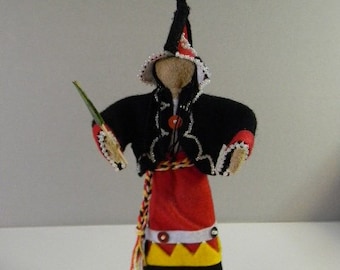 Mi'Kmaq Woman "Spirit Doll" post-contact, beaded cloth, with Turtle Rattle (2)