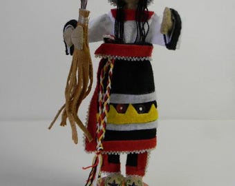 Mi'Kmaq "Spirit Doll," woman, post contact, with fan,beaded wool regalia (3)