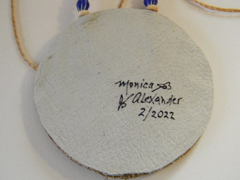 Mi'kmaq Porcupine Quilled Medallion Necklace, Beads, Mi'kmaq Woman in