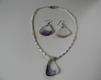 Wampum Necklace and Earrings set
