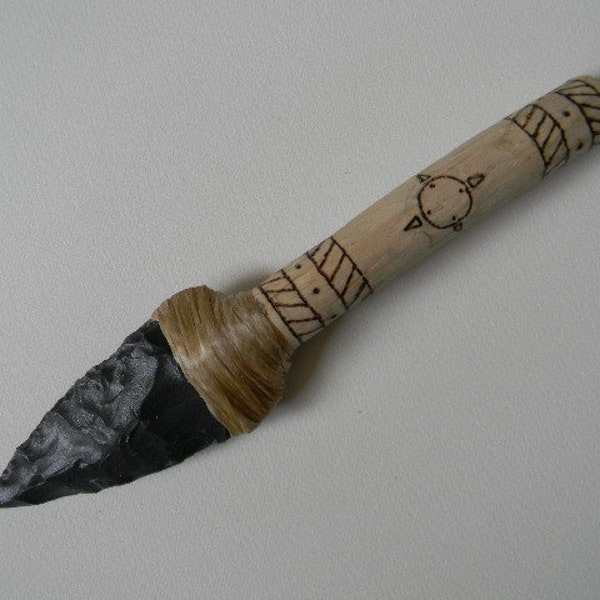 Northeastern Neck Knife--Flint Blade, Painted Sheath