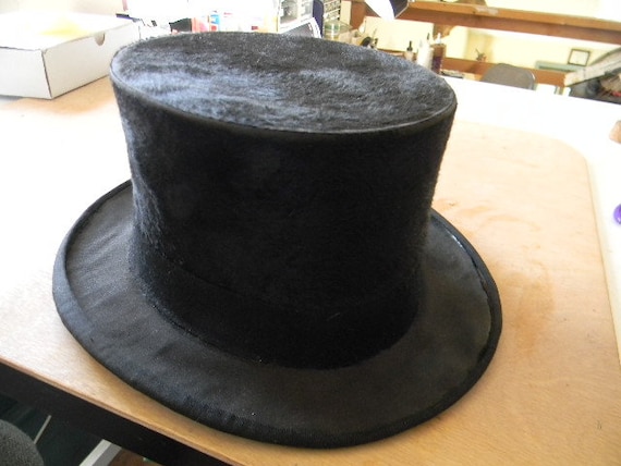 Vintage Beaver Felt Wool Top Hat With 