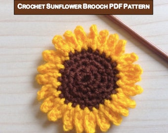 Crochet Sunflower Brooch Pattern