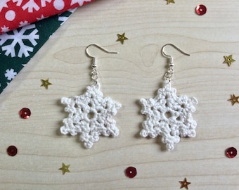 Handmade Crochet Snowflake Earrings