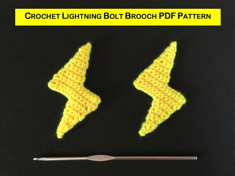 Crochet Lightning Bolt Brooch Pattern image 1