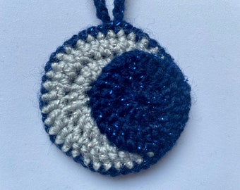 Handmade Crochet Moon Decoration Ornament Sparkle