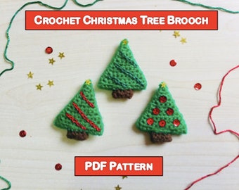 Crochet Christmas Tree Brooch Pattern