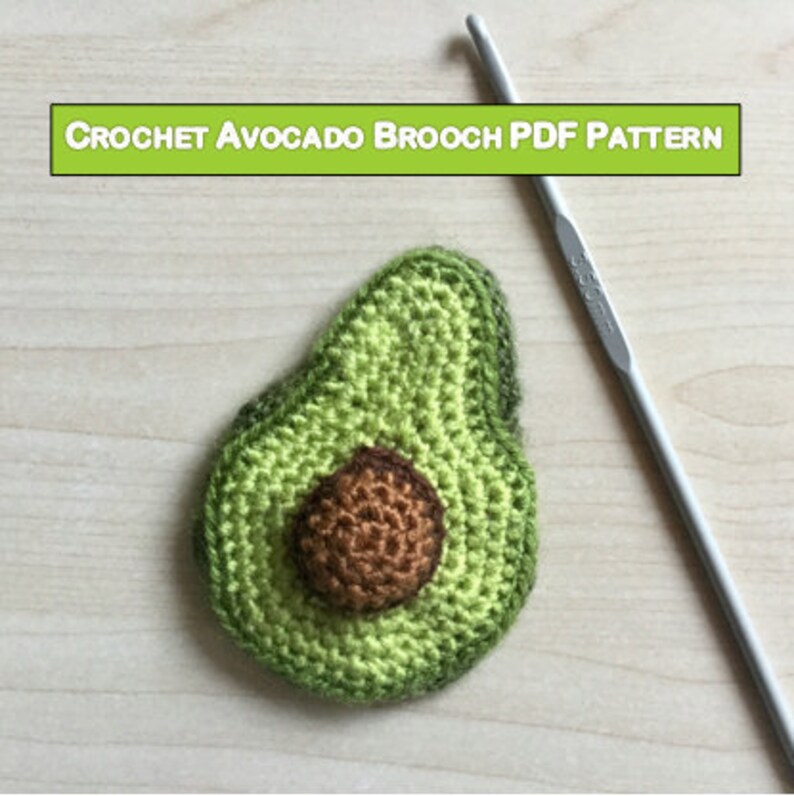 Crochet Avocado Brooch Pattern image 1