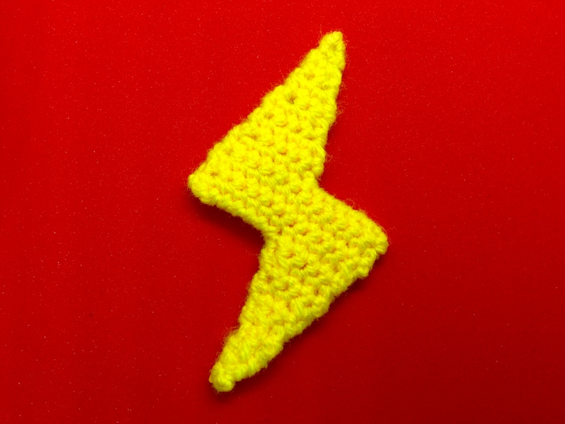 Handmade Crochet Lightning Bolt Brooch Neon Yellow image 1