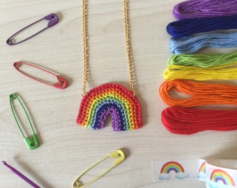 Handmade Crochet Rainbow Necklace