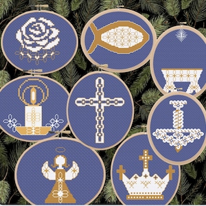 Christmas Chrismon Ornaments Cross Stitch Patterns Set of 8 Digital Download