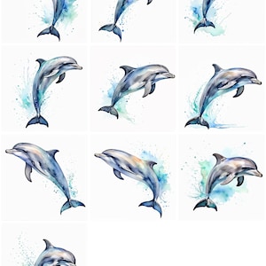 Graceful Splashes: A Dolphin Dance in Watercolors