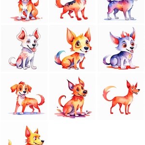 Vivid Pups: Colorful Cartoon Dog Collection