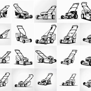 Präzision in Bewegung: Eine Sammlung von Sleek Rasenmäher Illustrationen