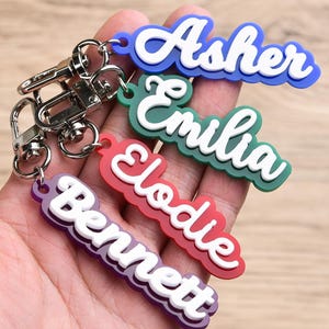 Acryl Name Schlüsselbund, 3D Name Schlüsselbund, Rucksack Schlüsselbund, Kinder Schlüsselbund, personalisierte Name Schlüsselbund, Windel Tasche Tag, Schultasche Name Tag