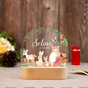 Lámpara de noche con forma de animales, luz de noche personalizada para bebé, lámpara de escritorio acrílica, luz de noche para bebé con nombre y fecha, luz de noche personalizada con base.
