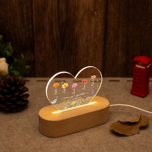 Luz de noche personalizada con nombre, regalo para mamá, luz de noche para mamá, placa iluminada, luz de noche para mamá, lámpara de escritorio acrílica, luz de noche para mamá