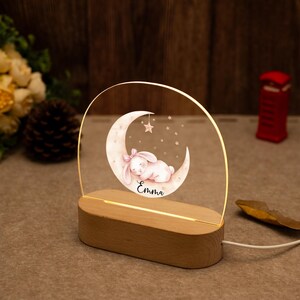 Lámpara de bebé personalizada, luz de noche personalizada para bebé, lámpara de escritorio de acrílico, luz de noche para bebé con nombre y fecha, luz de noche con base