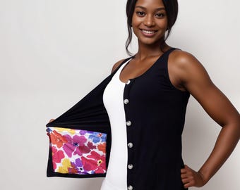 Mastectomy Recovery Shirt Tank Top with Surgical Drain Pockets