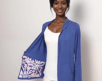 Post Mastectomy Hoodie with Surgical Drain Pockets Long Sleeve Lightweight