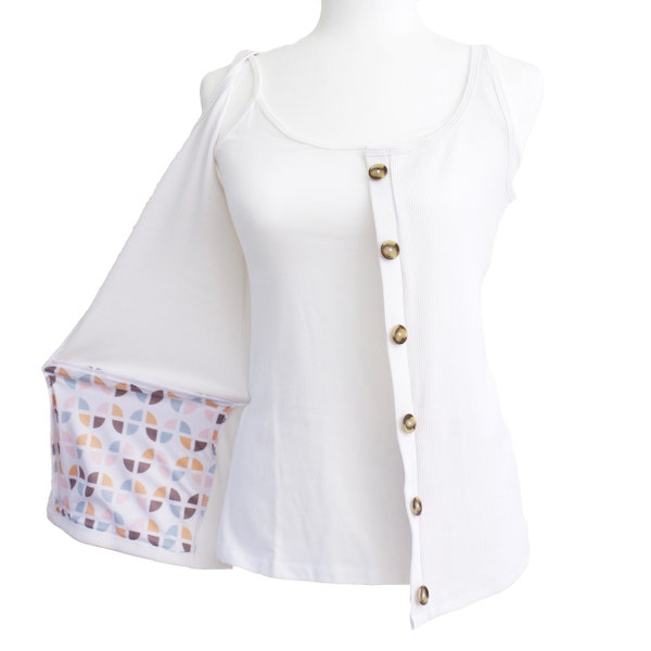 Mastectomy Recovery Tank with Drain Pockets