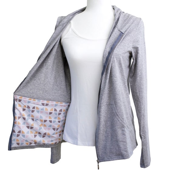 Post Mastectomy Hoodie With Surgical Drain Pockets Long Sleeve