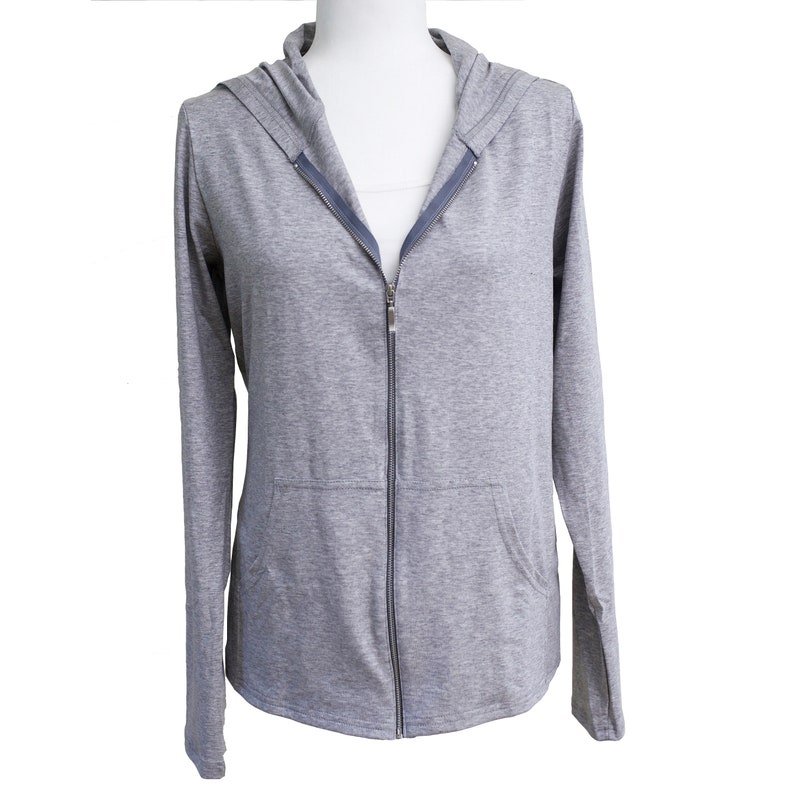 Post Mastectomy Hoodie with Surgical Drain Pockets Long Sleeve Lightweight image 7