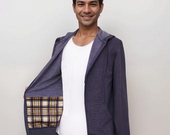 Men's Post Mastectomy Recovery Hoodie Shirt with Surgical Drain Pockets