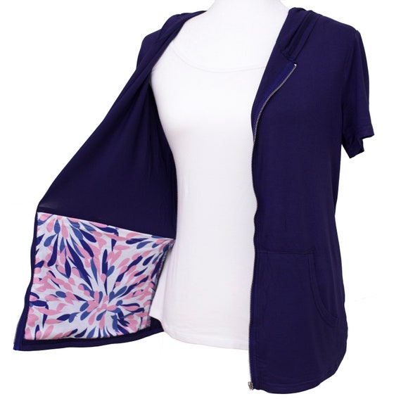 Buy Mastectomy Hoodie With Surgical Drain Pouch Pockets Short