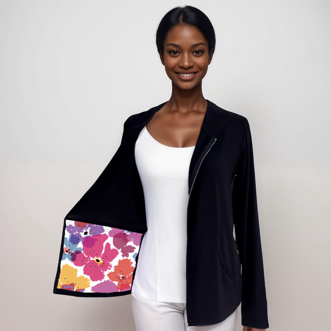 Mastectomy Recovery Hoodie With Drain Pockets – Soft Short Sleeve Top For Post-Surgery Comfort - View #3