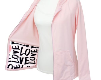 Post Mastectomy Recovery Hoodie with Surgical Drain Holder Long Sleeve Midweight