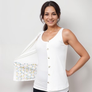 Mastectomy Recovery Tank with Drain Pockets
