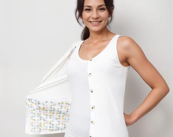 Mastectomy Recovery Tank with Drain Pockets