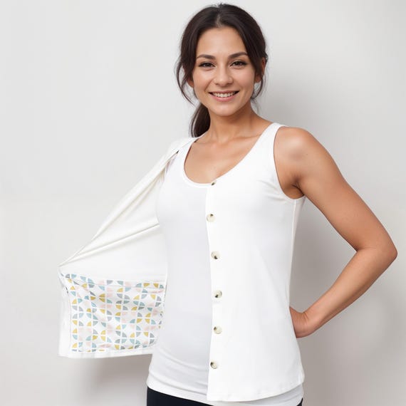 Mastectomy Recovery Tank with Drain Pockets