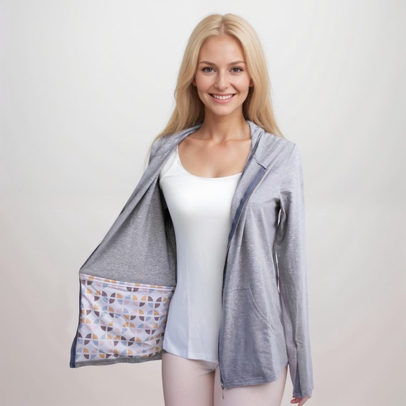 Post Mastectomy Hoodie With Surgical Drain Pockets Long