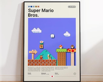Super Mario Bros Poster, Gaming Room Poster, Super Mario Fan Gift, Gaming Print Poster, Gamer Gift, Video Games Poster,Gaming Art Wall Decor