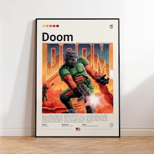 Póster de Doom para sala de juegos, regalo para fans de Doom, póster impreso de videojuegos, regalo para gamers, póster de videojuegos, decoración de pared con arte de videojuegos