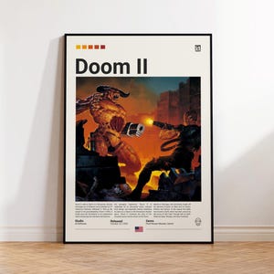 Póster de Doom 2 para sala de juegos, regalo para fans de Doom, póster impreso de videojuegos, regalo para gamers, póster de videojuegos, decoración de pared con arte de videojuegos