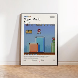 Super Mario Bros Poster, Spielzimmer Poster, Super Mario Fan Geschenk, Gaming Print Poster, Gamer Geschenk, Videospiele Poster, Gaming Art Wanddekor