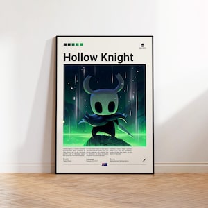 Póster de Hollow Knight, póster para sala de juegos, regalo para fans de Hollow Knight, póster impreso de videojuegos, regalo para gamers, póster de videojuegos, decoración artística de videojuegos