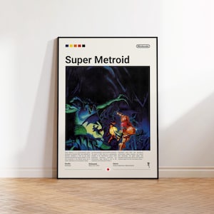 Póster de Super Metroid, póster para sala de juegos, regalo para fans de Super Metroid, póster impreso de videojuegos, regalo para gamers, póster de videojuegos, decoración artística de videojuegos