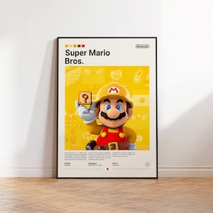 Super Mario Bros Poster, Spielzimmer Poster, Super Mario Fan Geschenk, Gaming Print Poster, Gamer Geschenk, Videospiele Poster, Gaming Art Wanddekor