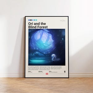 Pôster de Ori and the Blind Forest, pôster de sala de jogos, presente para fãs de Ori, pôster de impressão de jogos, presente para jogadores, pôster de videogame, decoração de arte para jogos