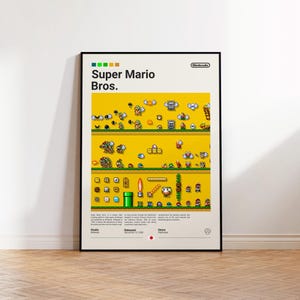 Super Mario Bros Poster, Spielzimmer Poster, Super Mario Fan Geschenk, Gaming Print Poster, Gamer Geschenk, Videospiele Poster, Gaming Art Wanddekor