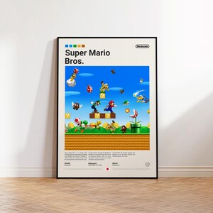 Super Mario Bros Poster, Spielzimmer Poster, Super Mario Fan Geschenk, Gaming Print Poster, Gamer Geschenk, Videospiele Poster, Gaming Art Wanddekor