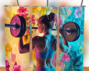 Gym Tumbler Wrap: Fitness Sublimation Design for 20oz Skinny Tumbler (Digital Download)