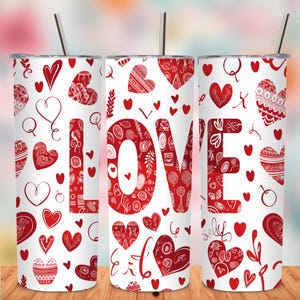 Valentines Love Hearts Tumbler Wrap, 20oz Skinny Tumbler Wrap, sublimatieontwerp, digitale download png, Valentijnsdag beker png
